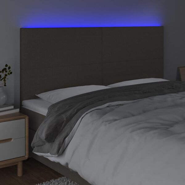 vidaXL LED-voodipeats, pruunikashall, 180x5x118/128 cm, kangas