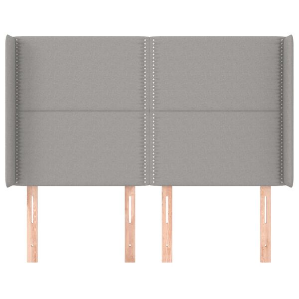 vidaXL voodipeats servadega, helehall, 147x16x118/128 cm, kangas