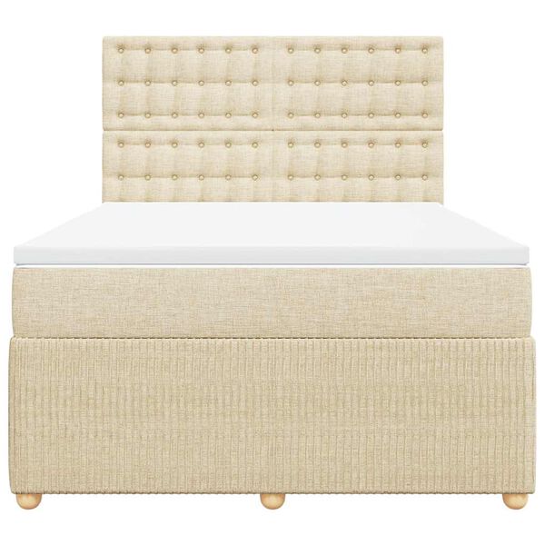 vidaXL kontinentaalvoodi madratsiga, kreemjas, 140x190 cm, kangas