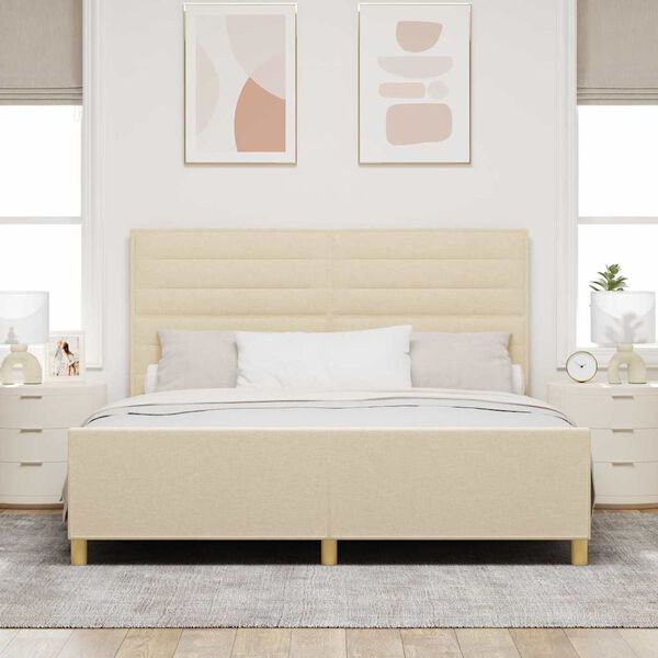 vidaXL Voodi raam peaga cream 180 x 200 cm kangas