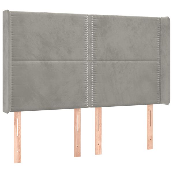 vidaXL voodipeats servadega, helehall, 147x16x118/128 cm, samet