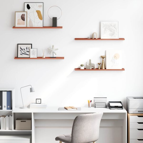 vidaXL Seinariiul riiuliga 4 pcs Punane 80 x 9 x 3 cm Tehispuit