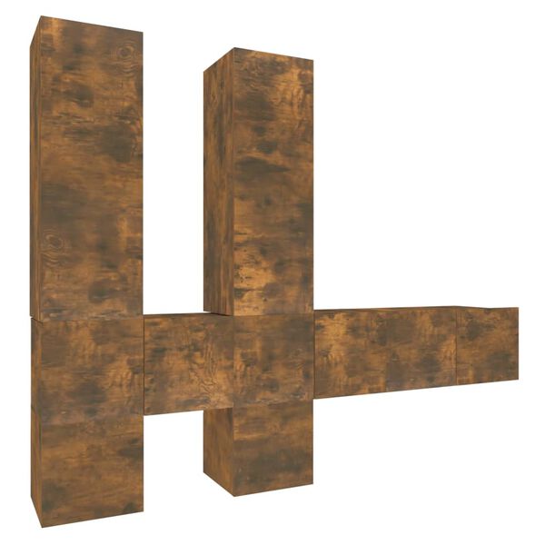 vidaXL 7 -osaline telerikappide komplekt, suitsutatud tamm, tehispuit