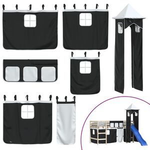 vidaXL kardinad ja torn k&otilde;rgele voodile, valge ja must, pol&uuml;ester