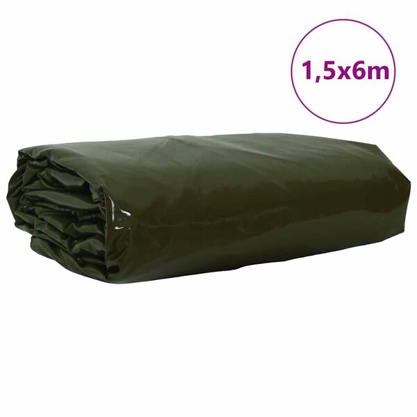 vidaXL Tarpaulin 650g / m&sup2; K&uuml;pset roheline 1,5 x 6 m L&otilde;uend PVC kattega