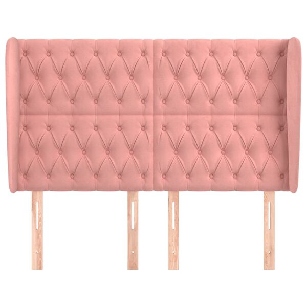 vidaXL voodipeats servadega, roosa, 147x23x118/128 cm, samet