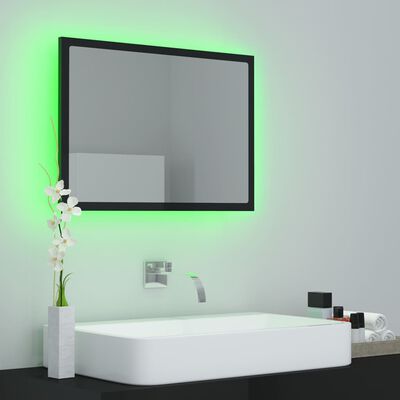 vidaXL LED vannitoa peeglikapp, kõrgläikega must, 60x8,5x37 cm, akrüül