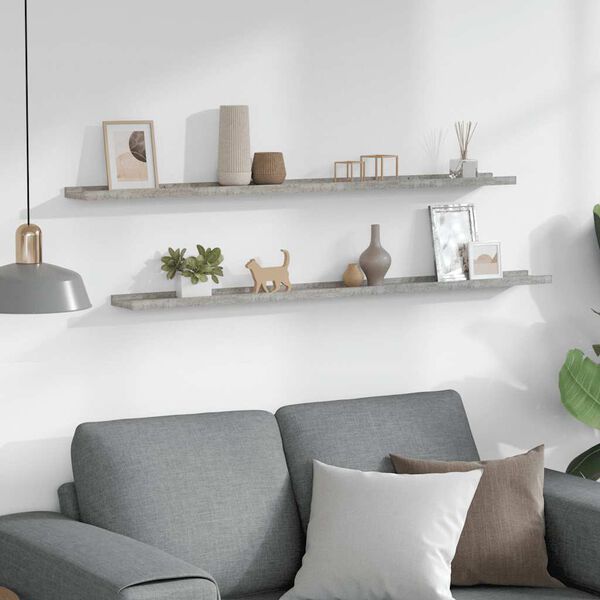 vidaXL seinariiulid, 2 tk, betoonhall, 115 x 9 x 3 cm