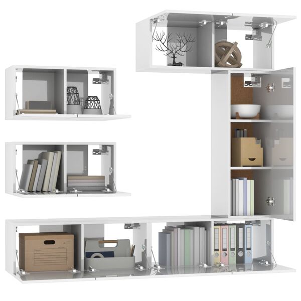 vidaXL 6-osaline telerikappide komplekt, k&otilde;rgl&auml;ikega valge, tehispuit