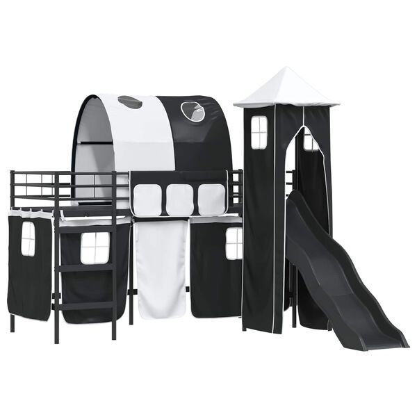 vidaXL Laste Lofti Voodi Raam Must 99,5 x 190 cm Metall