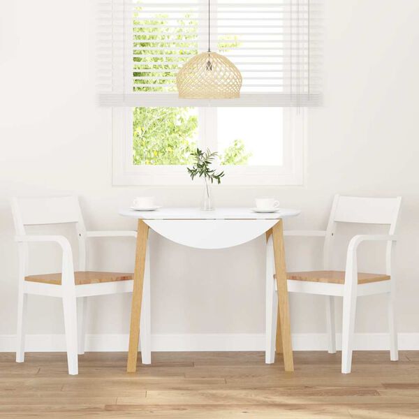 vidaXL söögitoolid, 2 tk, valge, toekast kautšukipuidust