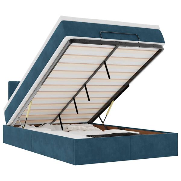 vidaXL ottomani voodi madratsiga, tumesinine, 120x200 cm, samet