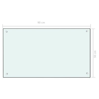 vidaXL köögi pritsmekaitse, valge, 90 x 50 cm, karastatud klaas