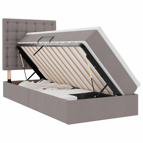 vidaXL LED-valgusega hoiuvoodi Pruunikashall 100 x 200 cm Pol&uuml;ester