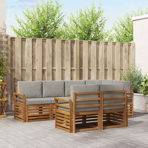 vidaXL Nurgadiivanikomplekt padjaga 7 pcs Looduslik ja Hele Hall