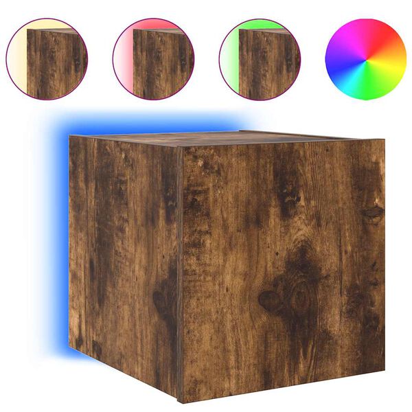 vidaXL teleri seinakapp LED-tuledega, suitsutamm, 30,5 x 35 x 30 cm