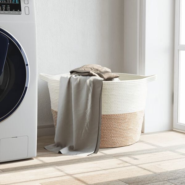 vidaXL pesukorv, pruun ja valge, &Oslash;60x36 cm, puuvill
