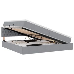 vidaXL LED-valgusega hoiuvoodi madratsiga Helehall 200 x 200 cm kangas