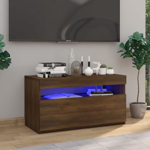 vidaXL telerialus LED-tuledega, pruun tamm, 75 x 35 x 40 cm