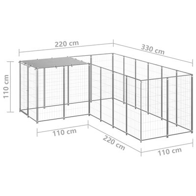 vidaXL koeraaedik, hõbedane, 4,84 m², teras
