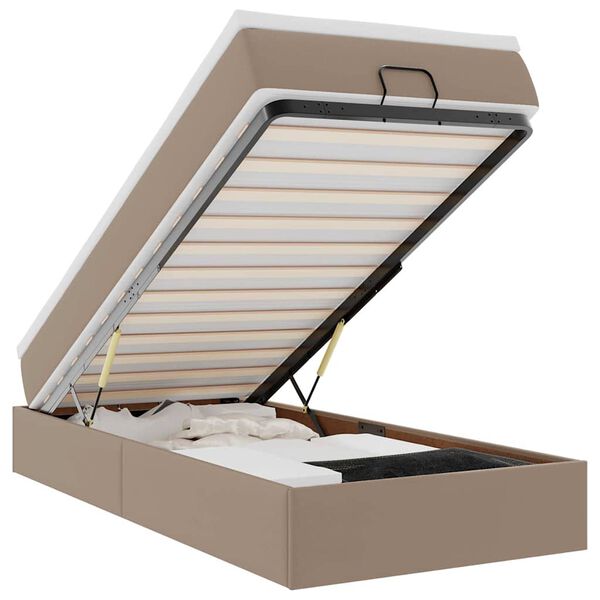vidaXL Ottomani voodiraam madratsiga, cappuccino, 100x200cm, kunstnahk