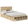 vidaXL Voodi raam riiuliga peaga Sonoma tamm 120 x 200 cm Tehispuit
