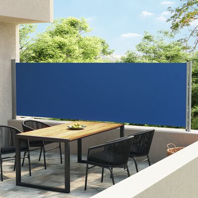 vidaXL lahtitõmmatav terrassi külgsein, 140 x 600 cm, sinine