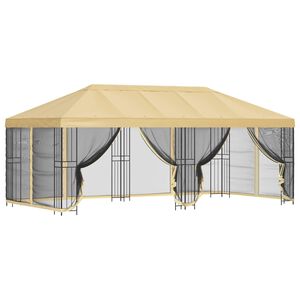 vidaXL Paviljon k&uuml;lgseinadega 6 x 3 m Kreemjas Pol&uuml;ester ja teras 190