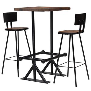 vidaXL baarikomplekt, 3 osa, taastatud puit