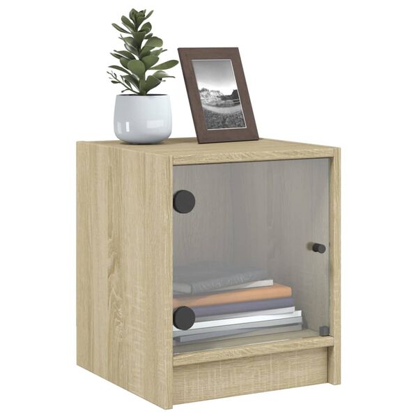 vidaXL klaasuksega &ouml;&ouml;kapid 2 tk, Sonoma tamm, 35 x 37 x 42 cm