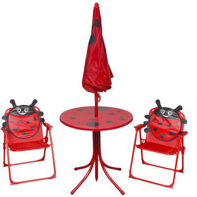 vidaXL 3-osaline laste aiamööblikomplekt päevavarjuga, punane