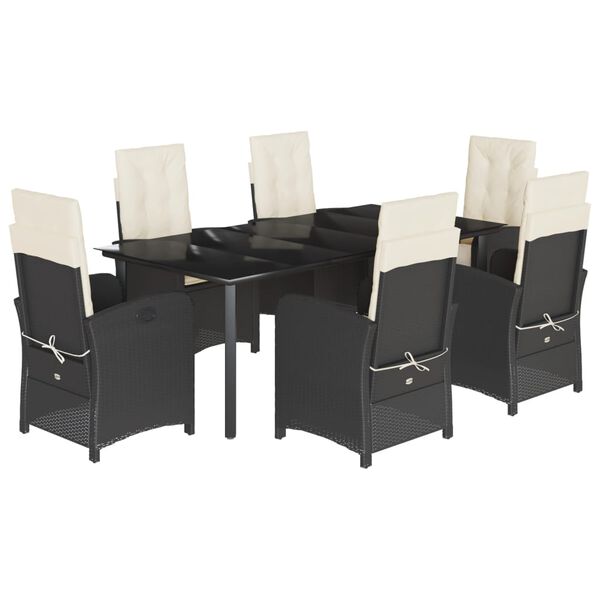 vidaXL 7-osaline aiam&ouml;&ouml;blikomplekt patjadega, must, pol&uuml;rotang