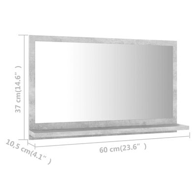 vidaXL vannitoa peeglikapp betoonhall 60x10,5x37 cm puitlaastplaat