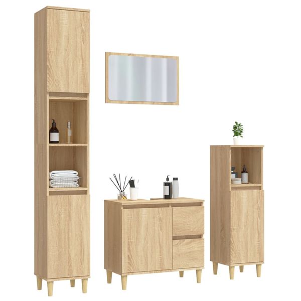 vidaXL 4-osaline vannitoa m&ouml;&ouml;blikomplekt, Sonoma tamm, tehispuit