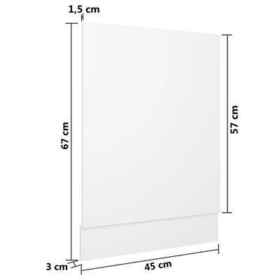 vidaXL nõudepesumasina paneel, valge, 45 x 3 x 67 cm, puitlaastplaat
