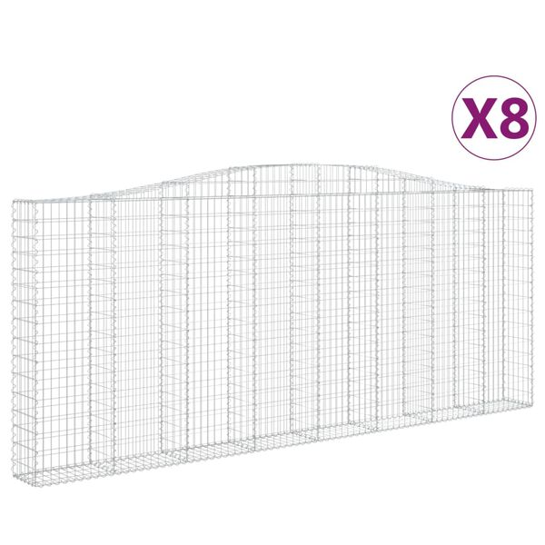vidaXL kaarekujulised gabioonkorvid 8 tk, 400x30x160/180 cm, raud