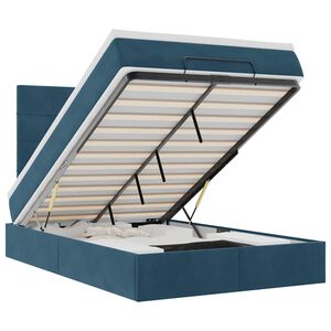 vidaXL Ottomani voodiraam madratsitega, tumesinine, 120x190 cm, samet