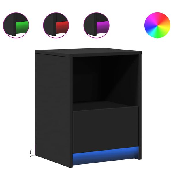 vidaXL &ouml;&ouml;kapid LED-valgustusega 2 tk, must, tehispuit