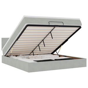 vidaXL ottomani voodi madratsiga ja LED, helehall, 180x200cm, samet