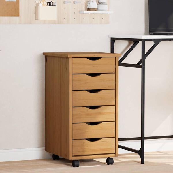 vidaXL ratastega sahtlikapp "MOSS", meepruun, männipuit