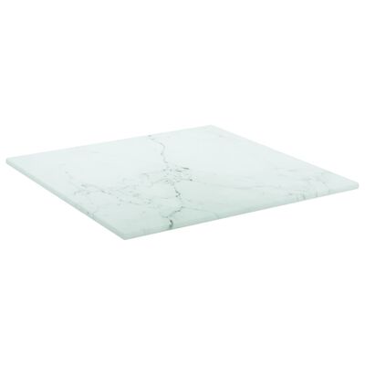 vidaXL lauaplaat, valge 30x30 cm, 6 mm, karastatud klaas marmordisain