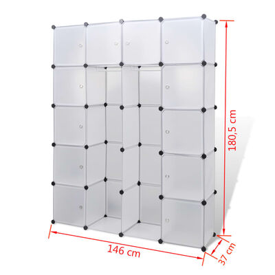 vidaXL modulaarne kapp 14 sektsiooni, valge 37 x 146 x 180,5 cm