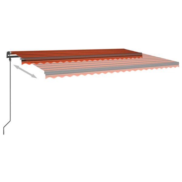 vidaXL automaatne varikatus, LED, tuuleandur 5x3 m oranž/pruun