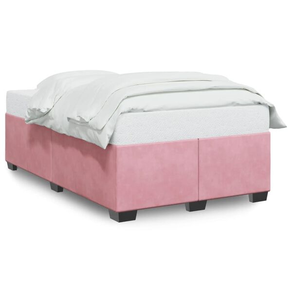 vidaXL voodiraam ilma madratsiga, roosa, 120x190 cm, samet