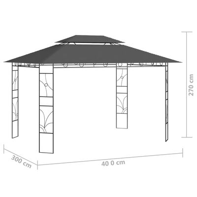 vidaXL lehtla 4 x 3 x 2,7 m, antratsiithall, 160 g/m²