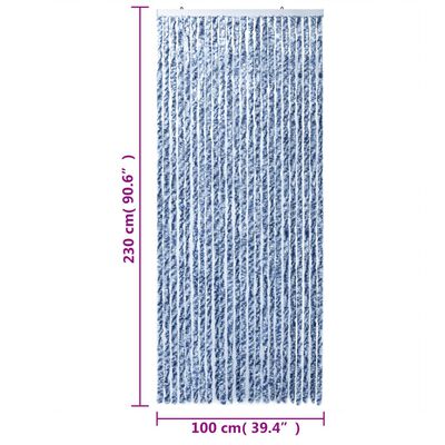vidaXL putukakardin, sinine ja valge, 100 x 230 cm, šenill