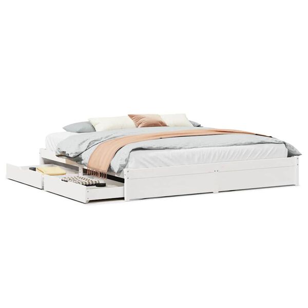 vidaXL voodiraam ilma madratsita, valge, 180 x 200 cm, m&auml;nnipuit