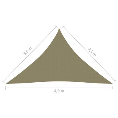 vidaXL päikesepuri, oxford-kangast, kolmnurkne, 3,5x3,5x4,9 m, beež