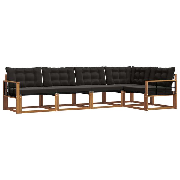 vidaXL V&auml;li diivanikomplekt padjaga 5 pcs Looduslik ja must