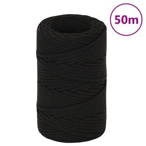 vidaXL t&ouml;&ouml;k&ouml;is, must, 2 mm, 50 m, pol&uuml;ester
